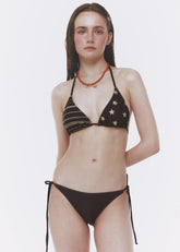 Zweiteiliger Riemchenbikini mit Independence Day-Print